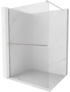 Mexen Kioto+ ścianka prysznicowa z półką Walk-in 70 x 200 cm, prążki, nikiel szczotkowany - 800-070-121-97-09