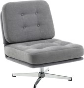 HOMCOM Obrotowy Fotel Akcentowy, Tapicerowany Fotel Czytelniczy z Chenille, Szerokim Siedziskiem, Sprężynowym Wypełnieniem i Metalowymi Nogami, Jasnoszary | Aosom PL