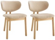 Zestaw 2 krzeseł z tkaniny i drewna kauczukowego - Beżowe - FALDRA