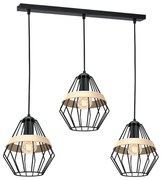 Lampa wisząca, potrójna, loftowa CLIFF BLACK 3xE27
