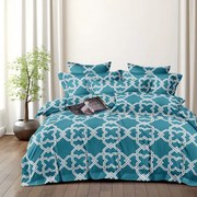 Pościel 160x200 z mikrofibry turkusowa geometryczny wzór nowoczesna