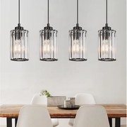 NETTLIFE Nowoczesna czarna kryształowa lampa wisząca nad stół jadalny 4 płomienie E27