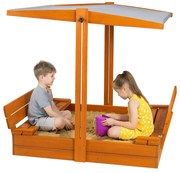 Piaskownica zamykana z daszkiem regulowanym w kolorze szarym M8-N41