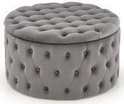 Popielata okrągła pufa ze schowkiem do salonu E4-H44