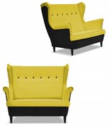 Sofa kanapa uszak ARI DUO skandynawska Family Meble czarno - żółta