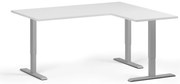 Narożne biurko z regulacją wysokości, 160x140 cm, 3 silniki, L/P, szara podstawa, biały