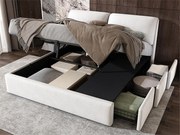 Łóżko z pojemnikiem z weluru - 180x200cm - z 3 szufladami - Beżowy (bez materaca)