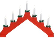 Świecznik świąteczny Candle Bridge czerwony, 7 LED