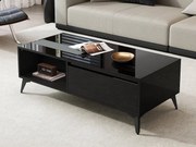 Nowoczesna stolik kawowy regulowany 110x50x48 cm - z przegródką do przechowywania - Otwarte półki - Czarny