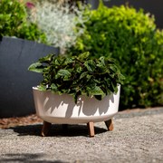 Donica ogrodowa okrągła Gracia Low ECO Wood 38 cm biała PROSPERPLAST