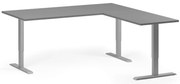 Narożne biurko z regulacją wysokości, 180x180 cm, 3 silniki, L/P, szara podstawa, grafit