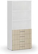 Szafa biurowa z szufladami PRIMO WHITE, 800 x 420 x 1781 mm, biały/dąb ex.