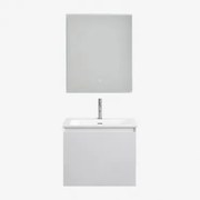 Zestaw Wiszących Mebli Łazienkowych Zintegrowany Z Umywalką Macrae Biała & Prostokątna Lampa Led I - Sklum