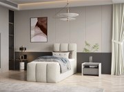 Stylowe łóżko tapicerowane KORA 90x200 cm w tkaninie CENTAUR 1 złamanej bieli