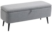 HOMCOM Ławka, Skrzynia, Ławka Tapicerowana, Lniana, do 150kg, 101x38,5x44,5 cm, Szara