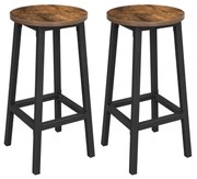 Krzesła barowe LUND, 2 szt., 32x65cm, brąz/czarna Vasagle