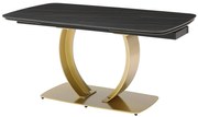 Stół do jadalni rozkładany dla 6 do 10 osób z ceramiki i złotego metalu - Efekt czarnego marmuru - OLIFIA marki Maison Céphy