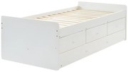 Łóżko wysuwane TITOUAN z 3 szufladami - 90 x 190 cm - MDF i sosna - Kolor biały