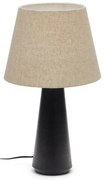 Czarno-beżowa lampa stołowa z tekstylnym kloszem (wys. 60 cm) Torrent – Kave Home