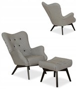 Fotel skandynawski Luna z podnóżkiem Pepitka