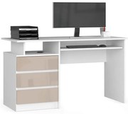 Biurko komputerowe biały + cappuccino połysk L6-B18
