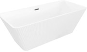 Mexen Tava wanna wolnostojąca ryflowana 170 x 75 cm, biała, przelew gun gray szczotkowany - 52851707500-66