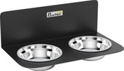 PawHut Miska dla psa regulowana wysokość ścienna z 2 x 800 ml miskami 42 x 23,5 x 14 cm Czarny | Aosom PL