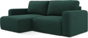 Narożnik lewostronny z funkcją spania - z tkaniny strukturalnej - butelkowa zieleń - KONA