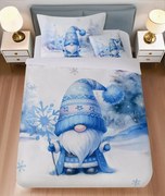 PrzytulneMieszkanie.pl PrzytulneMieszkanie.pl Pościel z mikrosatyny BLUE GNOME biała + poszewka na poduszkę 45 x 45 cm gratis Rozmiar pościeli: 70 x 90 cm | 140 x 200 cm