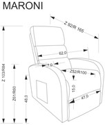 MARONI fotel wypoczynkowy rozkładany elektrycznie beżowy pionizacja velvet