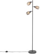 Designerska lampa podłogowa czarna ze złotem 3-światła - NoudDesignerski Oswietlenie wewnetrzne