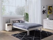 Łóżko 140x200 drewniane Aron, kolor bielony