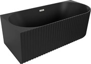 Mexen Gia wanna wolnostojąca narożna ryflowana lewa 170 x 80 cm, czarna mat, przelew nikiel szczotkowany - 52701708071L-97