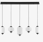 Lampa Sufitowa Wisząca Led Z Żelaza I Szkła Z 5 Punktami Świetlnymi Necsar Czarna - Sklum