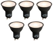 Zestaw 5 żarówek LED GU10 z możliwością ściemniania, czarne, 6W, 500lm, 2700K