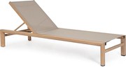 Leżak ogrodowy na kółkach z aluminiową ramą imitującą drewno - SKIPPER NEW