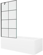 Mexen Cubik wanna prostokątna 170 x 70 cm z obudową i parawanem 1-skrzydłowym 90 cm, czarny wzór - 550317070X9509007077