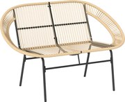 Outsunny Dwuosobowa Ławka Polskoterrazowa z Polirattanu, Odporna na Warunki Pogodowe i UV, Nośność 260kg, Khaki