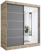 Szafa przesuwna MODUO COMFORT 2 180 dąb sonoma/antracyt z lustrem MKPOL