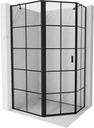 Mexen Mist kabina prysznicowa pięciokątna asymetryczna uchylna lewa 100 x 80 cm, czarna kratka, czarna - 8A8-100-080-70-77-L