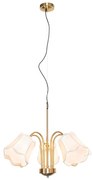 Klasyczna lampa wisząca mosiądz z białym kloszem 5-światłowa - Nona klasyczny/Antyczny Oswietlenie wewnetrzne