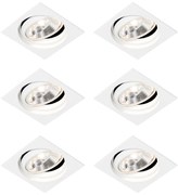 Zestaw 6 Nowoczesna oprawa wpuszczana biała regulowana - Chuck 111
