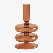 Świecznik Szklany Olmeto Żółty Bursztyn - Sklum