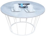 Okrągły stolik kawowy z białym stelażem beton T7-C52