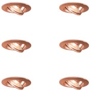 Zestaw 6 okrągłych, wpuszczanych reflektorów miedzianych z możliwością regulacji - Edu