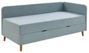 Jasnoniebieskie tapicerowane łóżko jednoosobowe ze schowkiem 90x200 cm Cabana – Meise Möbel