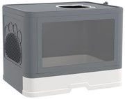 PawHut Kuweta dla Kota Kuweta dla Kota z Pokrywą, 2 Wyjścia, 48,5 x 38 x 36,5 cm, Szary + Biały