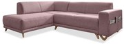 Różowy rozkładany/ze schowkiem narożnik (lewostronny/w kształcie litery L) Classy Sophie – Miuform