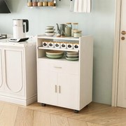 Szafka wózek kuchenny komoda stół regał nowoczesny mobilny na kółkach biała