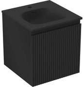 Mexen Rivel szafka łazienkowa 45 cm z umywalką Vela, 1 szuflada, ryflowana , czarna mat - 91A20-04547-1-BF71-W23M71